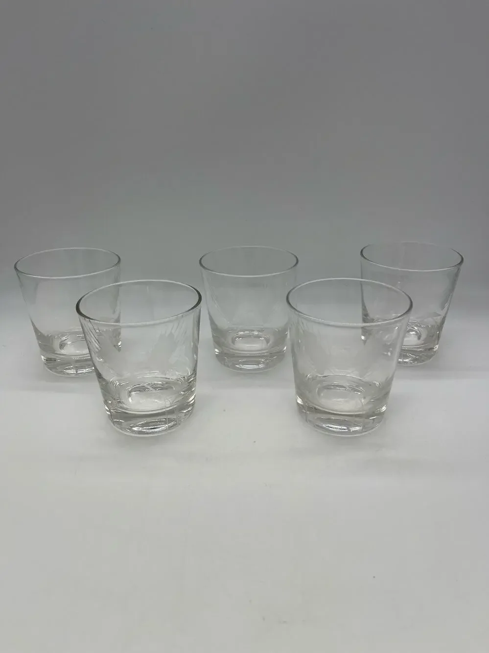 5 Double Wheat Etched Rocks Glasses Set of 5